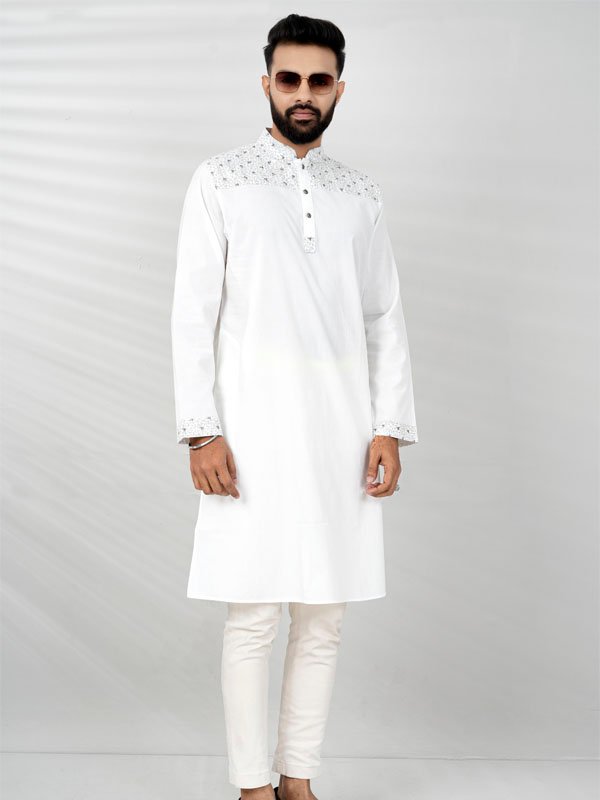 White panjabi best sale design for male